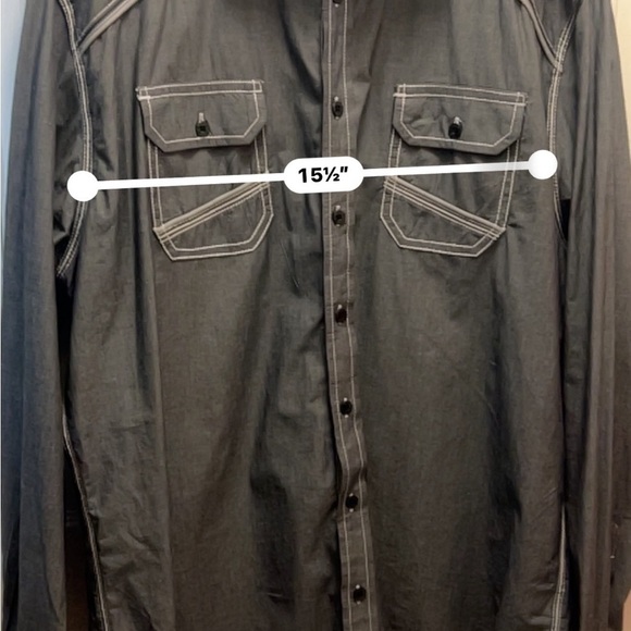 🔥 BKE Gray Denim Western Button Up Shirt XL Long Sleeve Casual Work Cowboy Rodeo - Picture 5 of 7